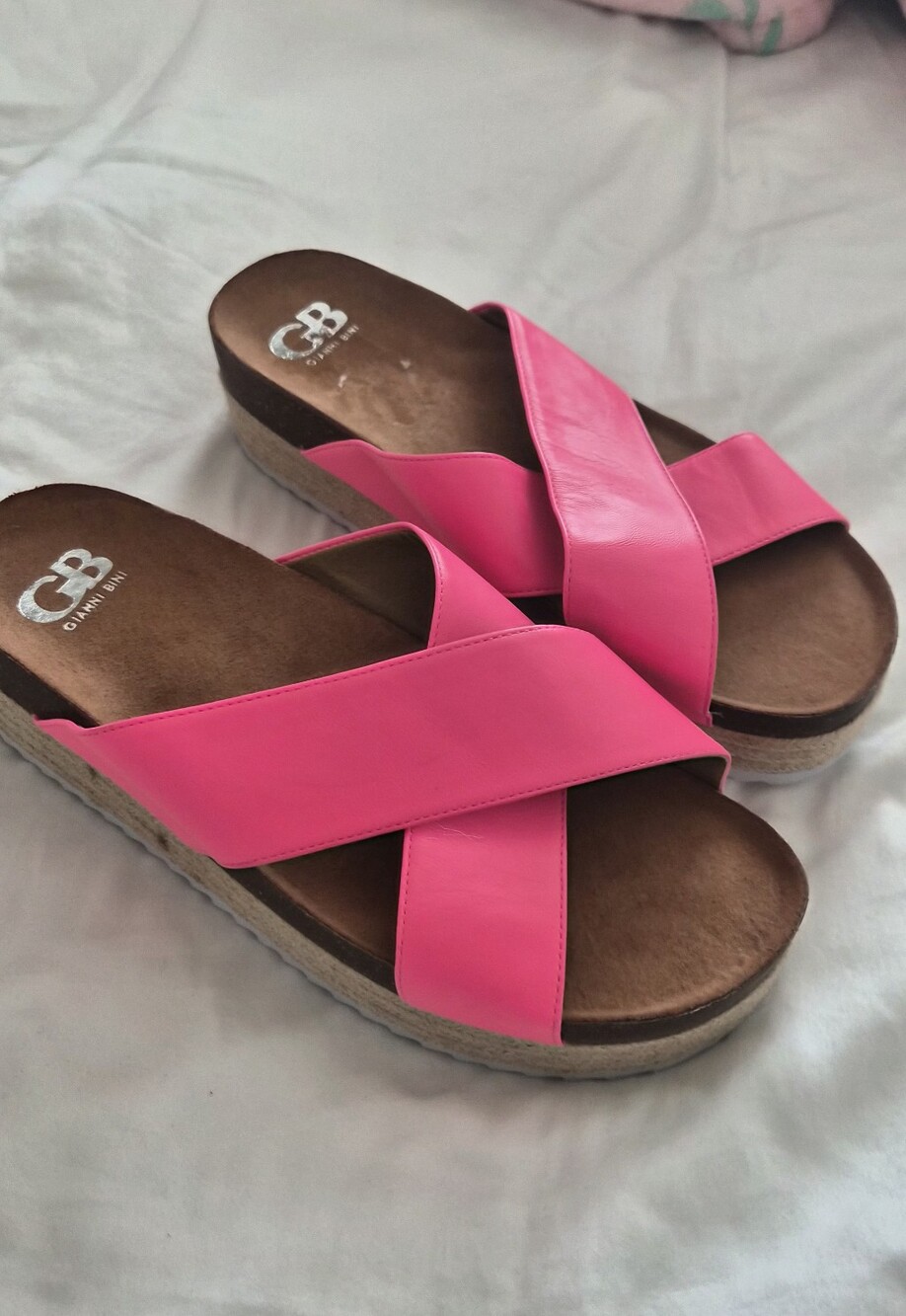 Gianni Bini Pink Leather Espadrille Sandals Size 9.6